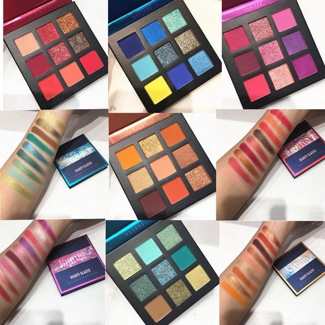 Beauty Glazed Makeup Eyeshadow Pallete makeup brushes 9 Color Shimmer Pigmented Eye Shadow Palette Make up Palette maquillage