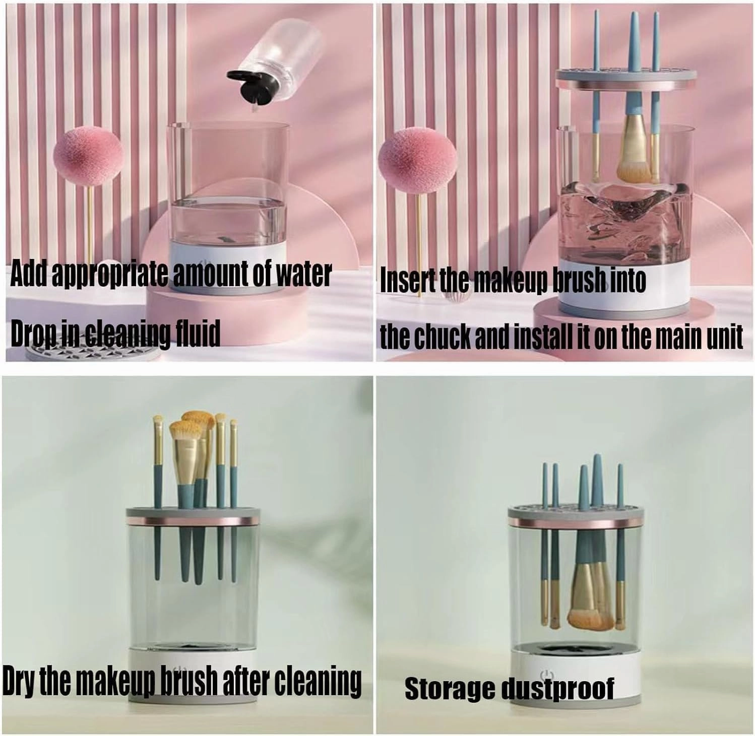Beauty Swirl Cosmetic Brush Cleaner, Makeup Brush Cleaner, The Cozy Luna Brush Cleaner, Electric Makeup Brush Cleaner Machine for Deep Cleaning All Size Makeup Brus (1PC Black)