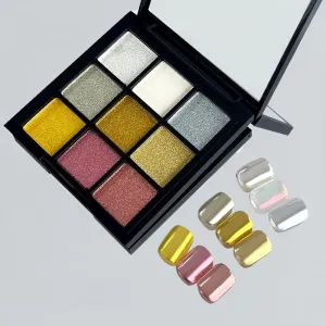 BOKNP 9 Colors Nails Chrome Powder Palette Solid Mirror Effect Pigment Rub Dust