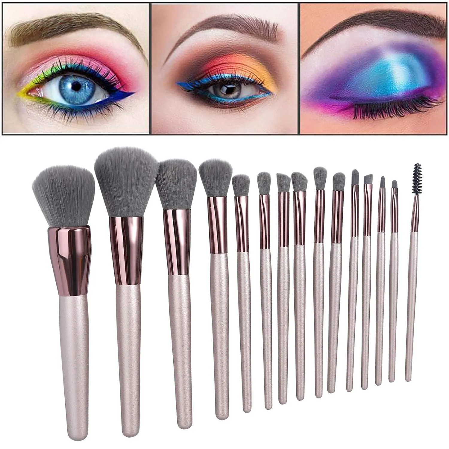 Brushes Cosmetic Eyebrow Makeup Brush Cosmetic 15PC Brush Lip Eyeshadow Powder Brush E45 (Multicolor, One Size)