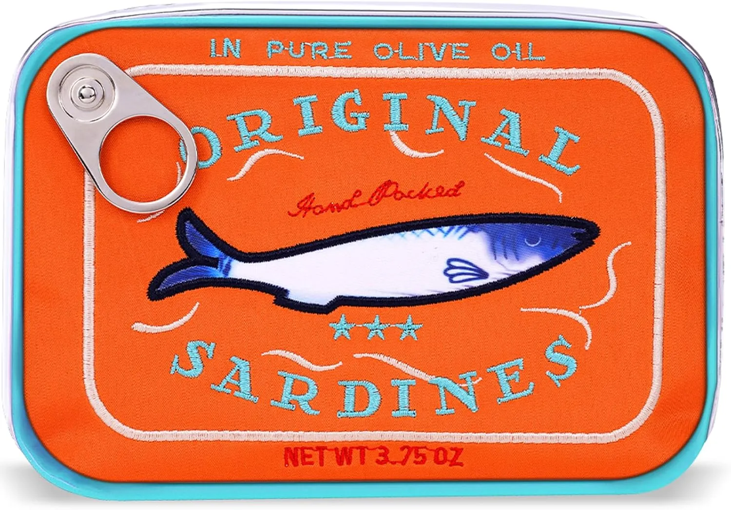 Cessfle Canned Sardines Makeup Bag, Funny Sardine Tin Fish Cosmetic Bag, Creative Cute Makeup Bag Kawaii Pencil Case Pouch, Coquette Make up Pouch for Women…, 6.1*4.3*4.5inch, Orange mix Blue