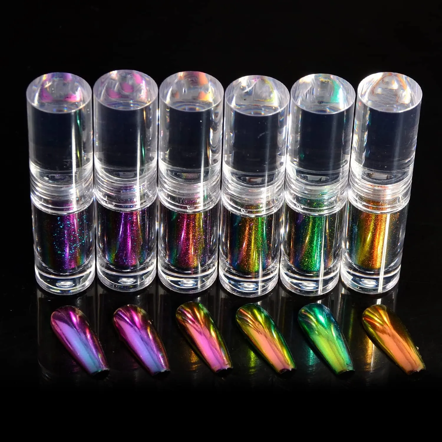 Chameleon Liquid Nail Powder Pearlescent Ice Aurora Dust Nail Powder Chameleon Holographic Chrome Iridescent Mirror Effect Pigment High Gloss Nail Art Glitter for Home DIY Nail Tips