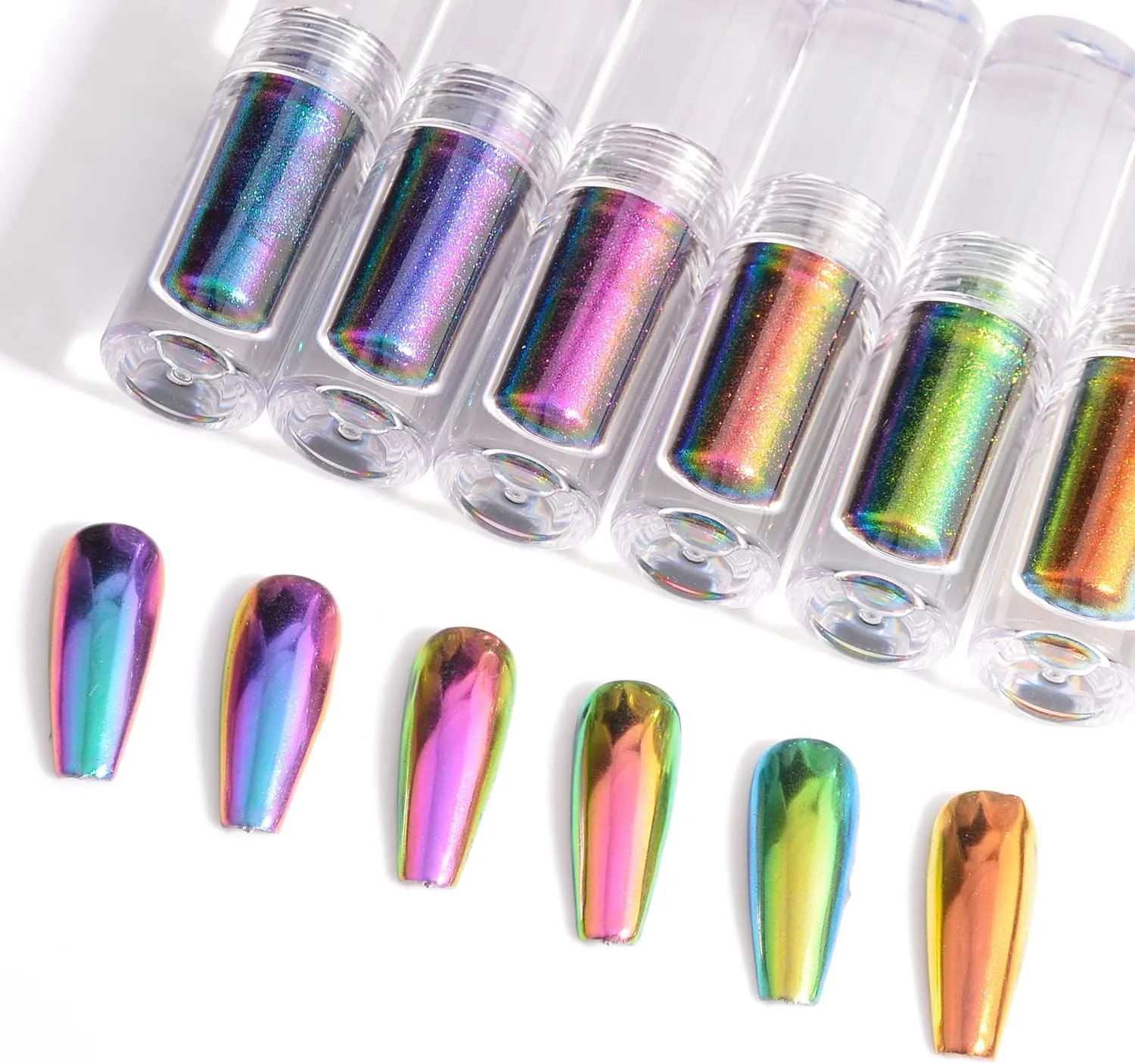 Chameleon Liquid Nail Powder Pearlescent Ice Aurora Dust Nail Powder Chameleon Holographic Chrome Iridescent Mirror Effect Pigment High Gloss Nail Art Glitter for Home DIY Nail Tips