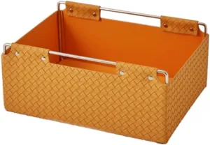Chic Makeup Holder Leather Waterproof Cosmetic and Palette Organizer with Eyeshadow Contour Blush Cosmetics Storage for Bathroom Vanity Simple Cosmetic Cases (Color : Orange) (Orange)