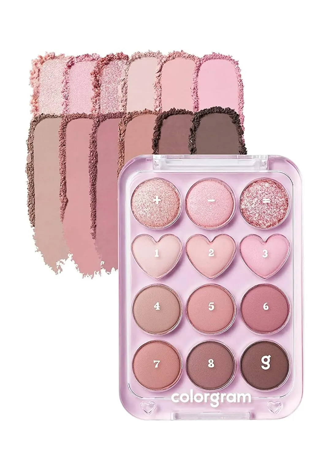COLORGRAM Pin Point Eyeshadow Palette 02 Pink Mauve= | Ultra-Blendable Matte, Glitter, Shimmer Shades for Daily Makeup | K-Beauty Eye Palette with Easy-to-Use Calculator Design