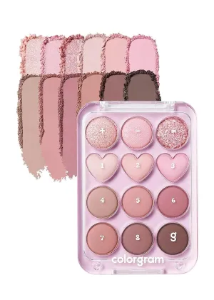 COLORGRAM Pin Point Eyeshadow Palette 02 Pink Mauve= | Ultra-Blendable Matte, Glitter, Shimmer Shades for Daily Makeup | K-Beauty Eye Palette with Easy-to-Use Calculator Design