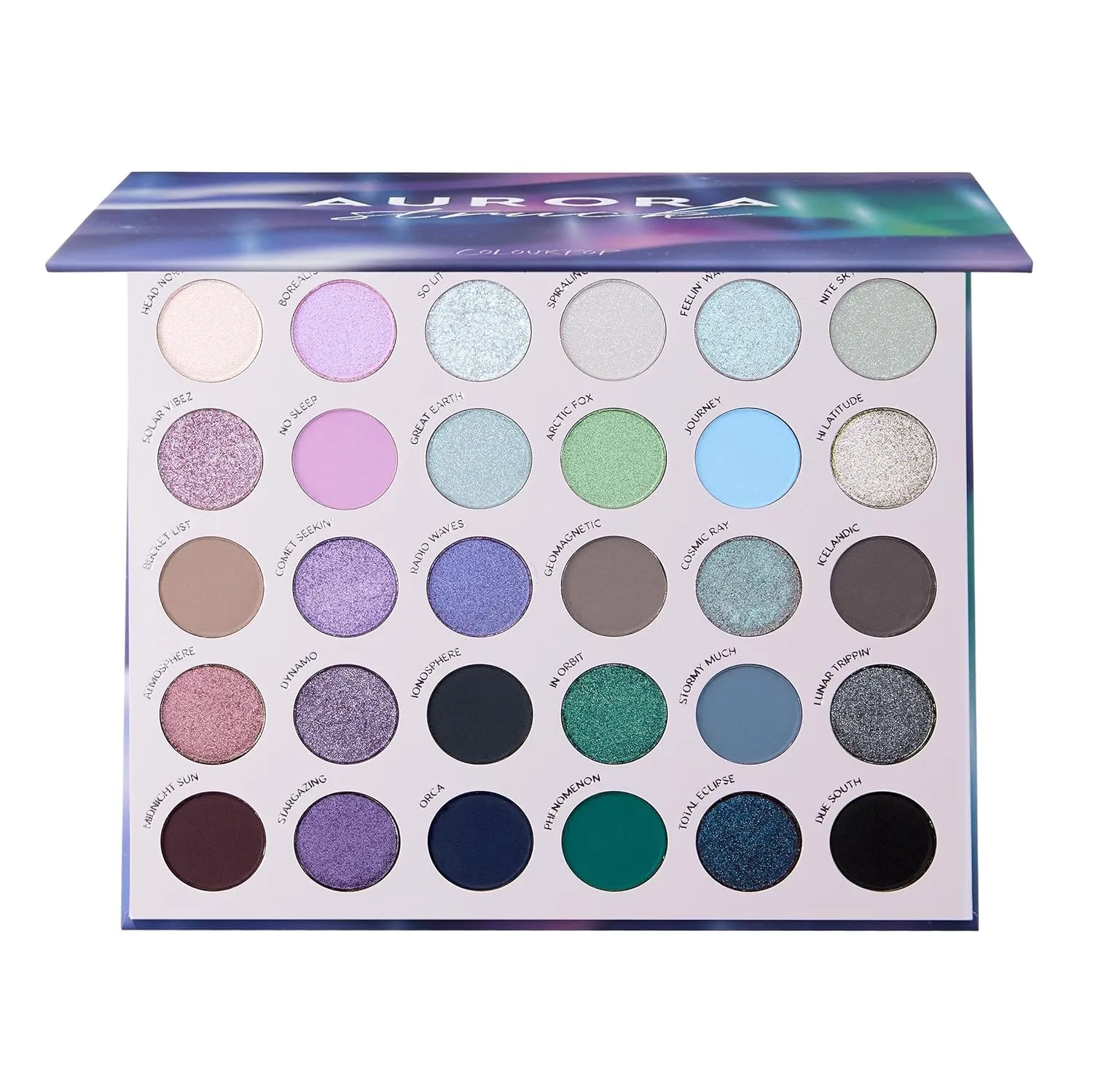 ColourPop Aurora Struck Eyeshadow Palette - Cool Tone Eye Makeup Palette with Matte, Metallic, Matte Sparkle & Glitter Finishes - High-Pigment Eye Makeup with a Long-Wearing Formula (1.16 oz)