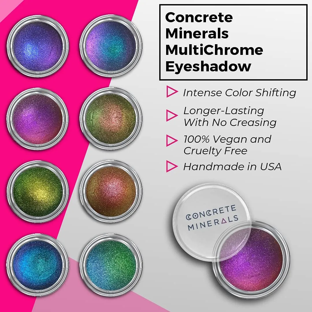 Concrete Minerals MultiChrome Eyeshadow, Intense Color Shifting, Longer-Lasting With No Creasing, 100% Vegan and Cruelty Free, 1.5 Grams Loose Mineral Powder (Playground Twist)
