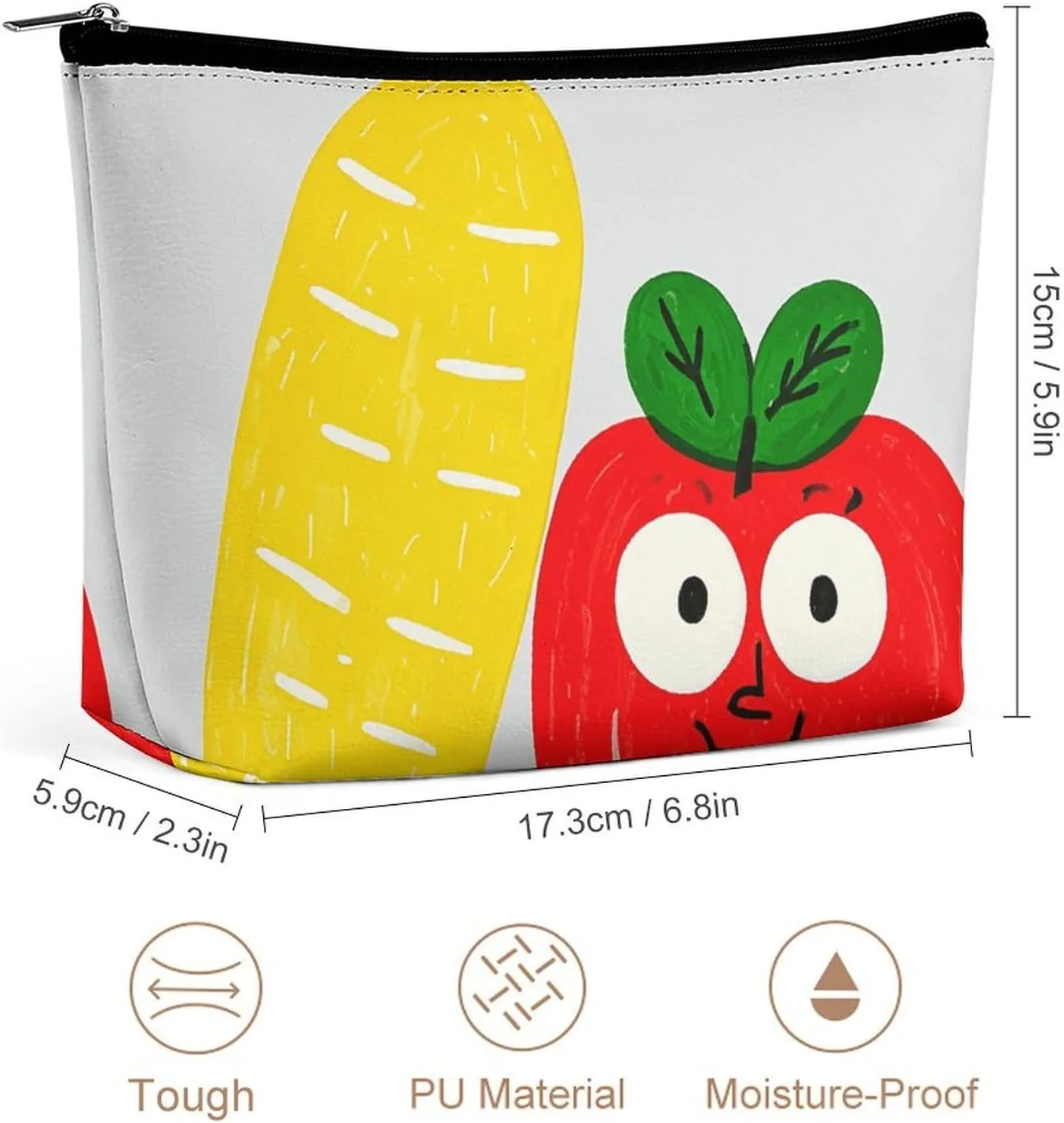 Cosmetic Bag Makeup Bags for Women Portable Makeup Bag Cartoon Vegetable Fruit Makeup Case Travel Toiletry Bag for Travel Accessories