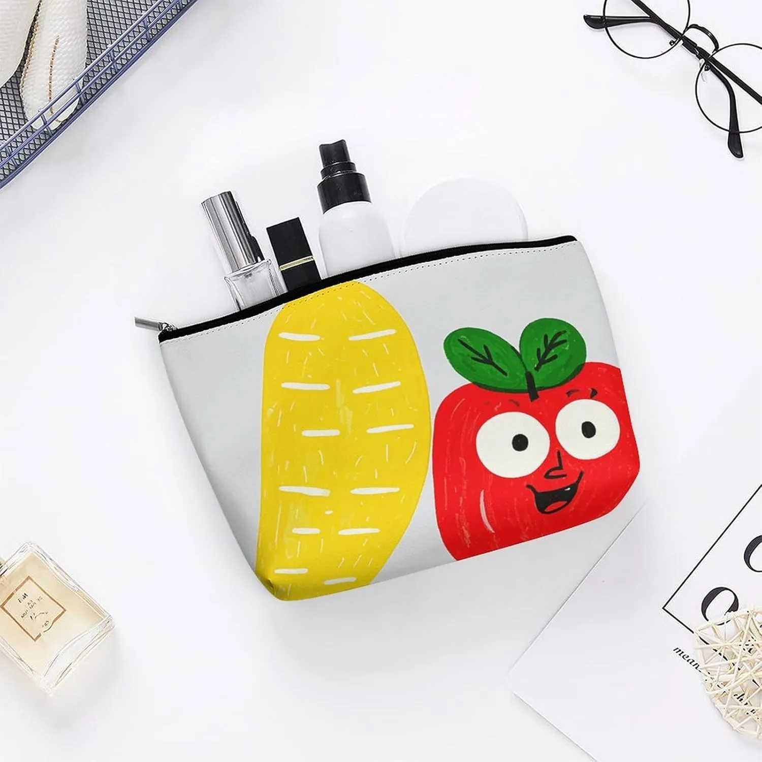 Cosmetic Bag Makeup Bags for Women Portable Makeup Bag Cartoon Vegetable Fruit Makeup Case Travel Toiletry Bag for Travel Accessories