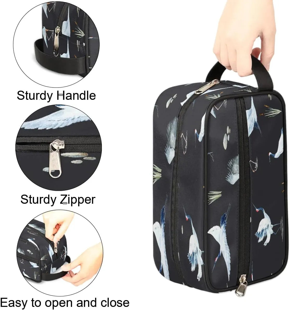 Cranes Travel Toiletry Bag for Women Men Small Cosmetic Makeup Organizer Water Resistant Shaving Bag Portable Make Up Bag Storage Bags with Handle