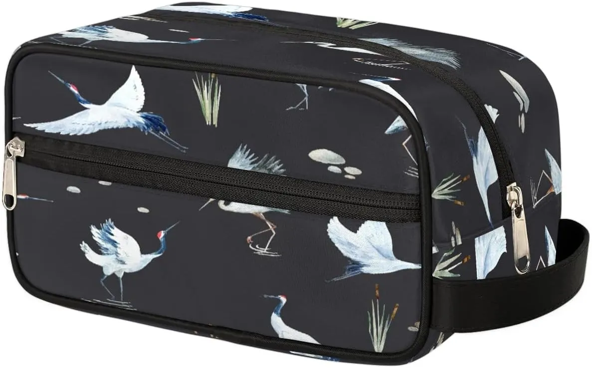 Cranes Travel Toiletry Bag for Women Men Small Cosmetic Makeup Organizer Water Resistant Shaving Bag Portable Make Up Bag Storage Bags with Handle