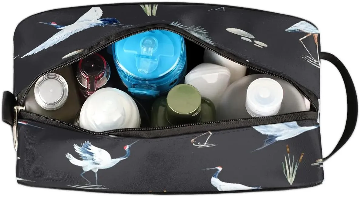 Cranes Travel Toiletry Bag for Women Men Small Cosmetic Makeup Organizer Water Resistant Shaving Bag Portable Make Up Bag Storage Bags with Handle