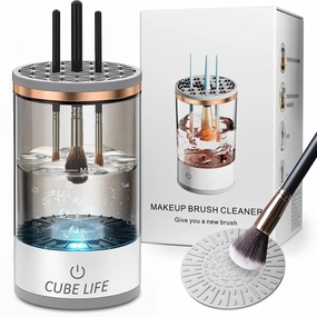 CUBE LIFE Electric Makeup Brush Cleaner, Automatic Spinning Makeup Brush Cleaner, Cosmetic Brush Cleaner For All Size Makeup Brushes Beauty Tools Sets