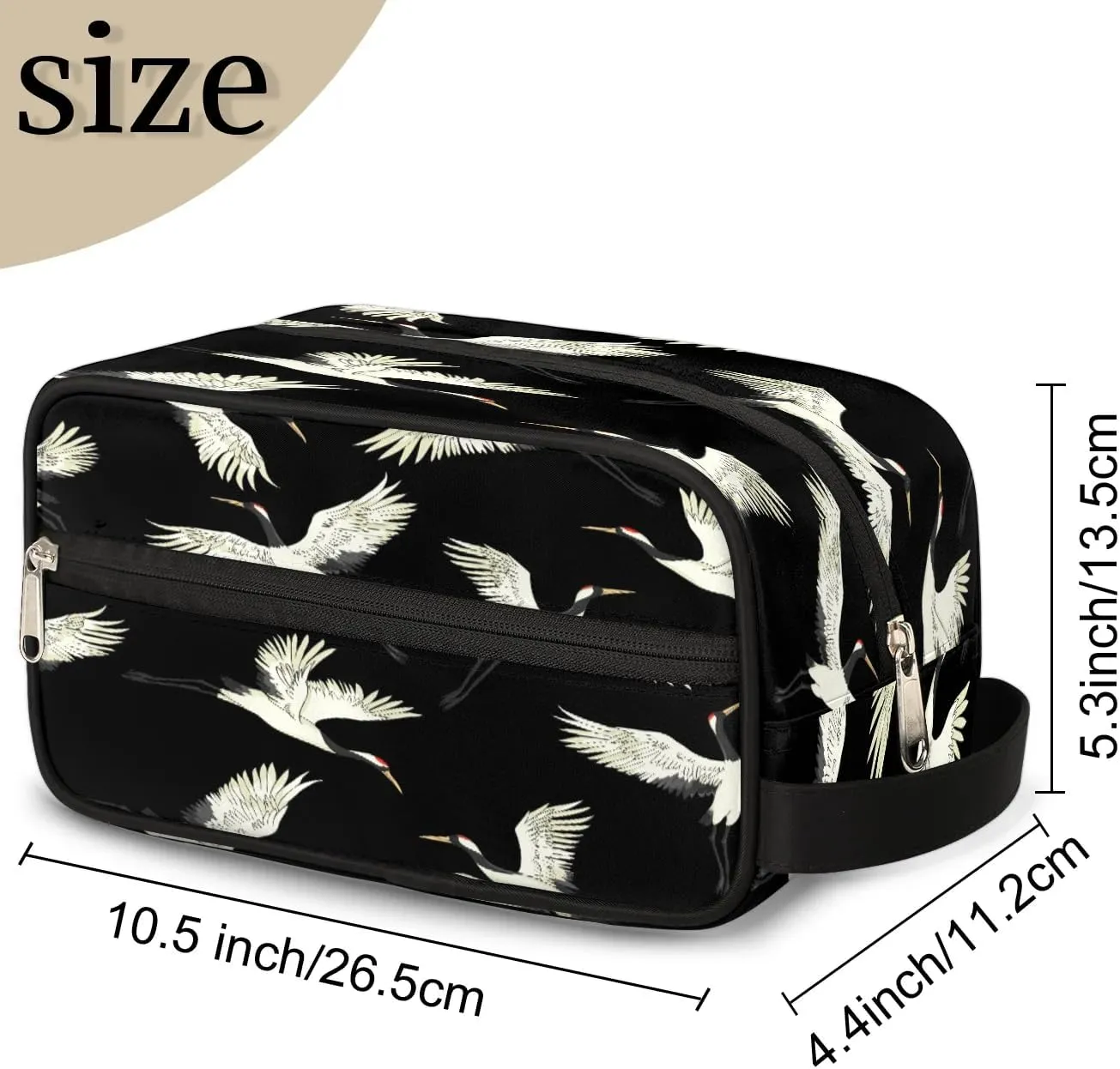 Cute Crane Travel Toiletry Bag for Women Men Small Cosmetic Makeup Organizer Water Resistant Shaving Bag Portable Make Up Bag Storage Bags with Handle