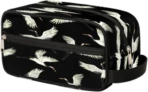 Cute Crane Travel Toiletry Bag for Women Men Small Cosmetic Makeup Organizer Water Resistant Shaving Bag Portable Make Up Bag Storage Bags with Handle