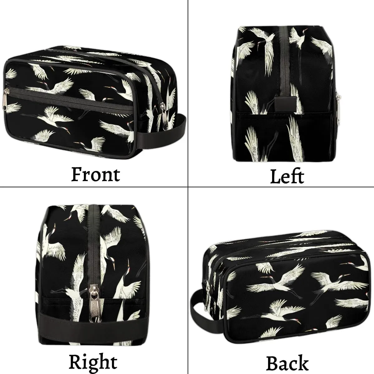 Cute Crane Travel Toiletry Bag for Women Men Small Cosmetic Makeup Organizer Water Resistant Shaving Bag Portable Make Up Bag Storage Bags with Handle