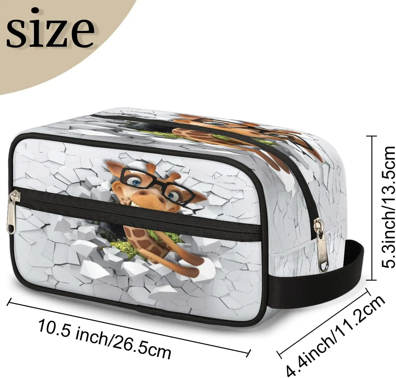 Cute Giraffe Travel Toiletry Bag for Women Men Small Cosmetic Makeup Organizer Water Resistant Shaving Bag Portable Make Up Bag Storage Bags with Handle