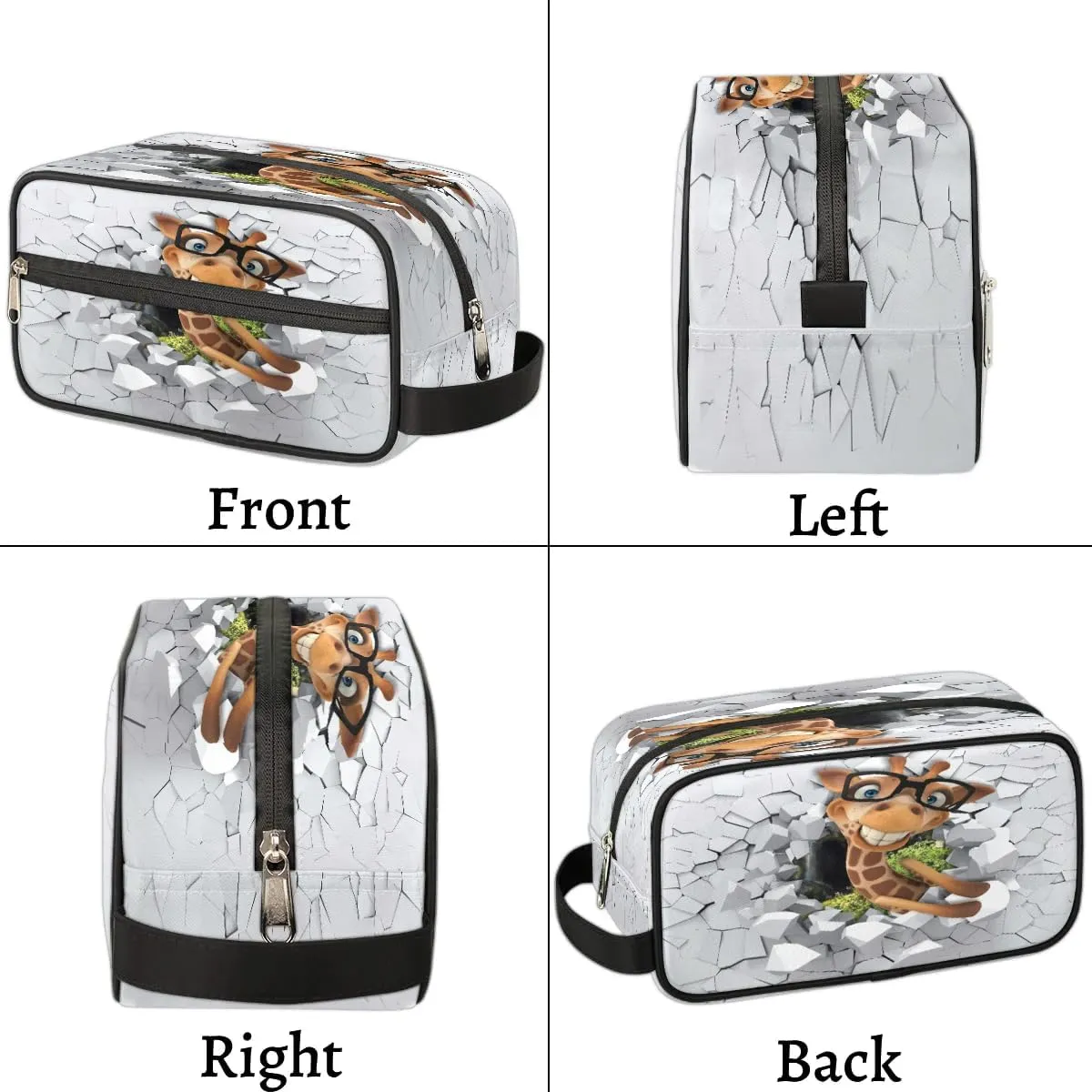 Cute Giraffe Travel Toiletry Bag for Women Men Small Cosmetic Makeup Organizer Water Resistant Shaving Bag Portable Make Up Bag Storage Bags with Handle