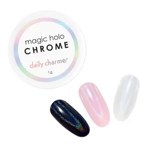Daily Charme Magic Holo Nail Chrome Powder (Holographic) 1g, Holographic Nail Powder Manicure Pigment, High Sheen Glitter Dust, Home DIY/Nail Salon Manicure