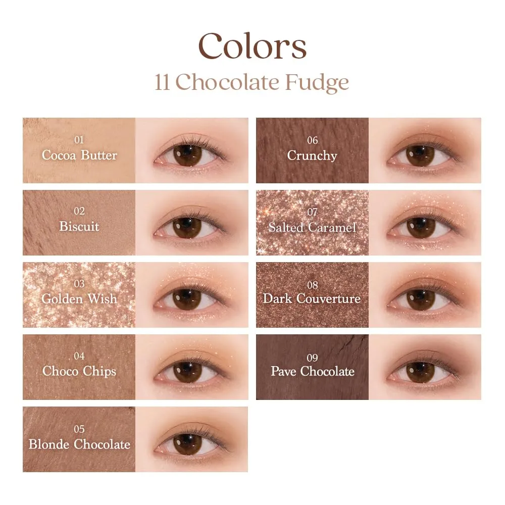Dasique Shadow Palette #11 Chocolate Fudge l Cruelty-Free l 9 Blendable Shades in Smooth Matte and Shimmer Finishes with Gorgeous Pearls