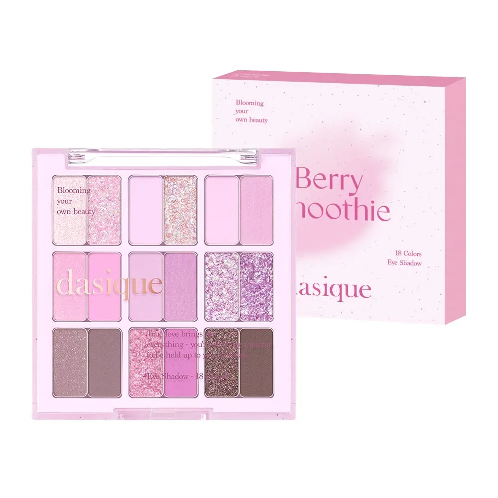 Dasique Shadow Palette #18 Berry Smoothie l Vegan, Cruelty-Free l 18 Blendable Shades in Smooth Matte and Shimmer Finishes with Gorgeous Pearls