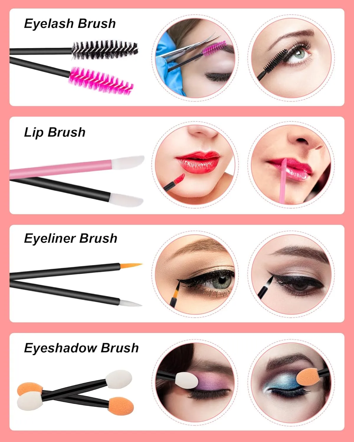 Disposable Makeup Applicators Kit, Includes Disposable Mascara Wands Eyeliner Brushes Eyeshadow Lip Applicators with Organizer Box Powder Puffs Mixing Palette Makeup Tools 11.0 * 7.8 * 3.11