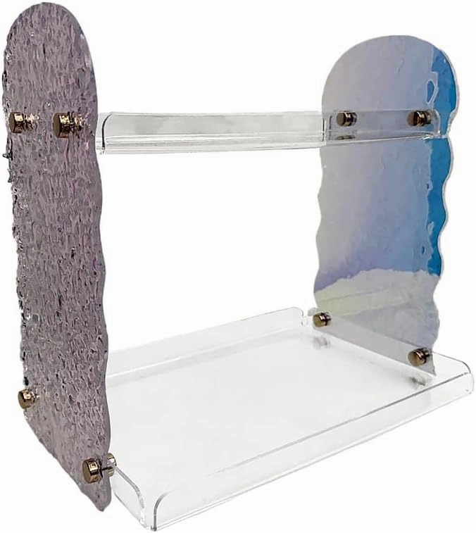 Double-Layer Acrylic Organizer with Iridescent Finish | Versatile Bathroom Countertop & Vanity Tray for Makeup, Skincare & Perfumes | Modern Desk Organizer for Home Décor