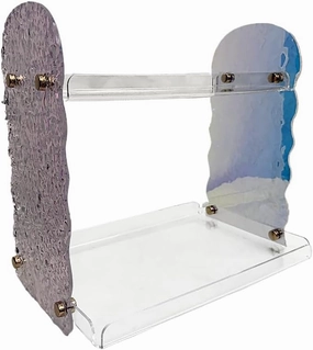 Double-Layer Acrylic Organizer with Iridescent Finish | Versatile Bathroom Countertop & Vanity Tray for Makeup, Skincare & Perfumes | Modern Desk Organizer for Home Décor