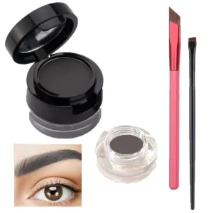 Eyebrow Gel and Setting Powder - Sweatproof 24 Hour Coverage - Eyebrow Brush Set - 4 Piece Eyebrow Kit (Brushes   Dark Grey)