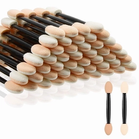 Eyeshadow Applicators Double Sided, 50PCS Eyeshadow Brush 2.4 Inch Makeup Applicator Sticks for Women Girls, Black