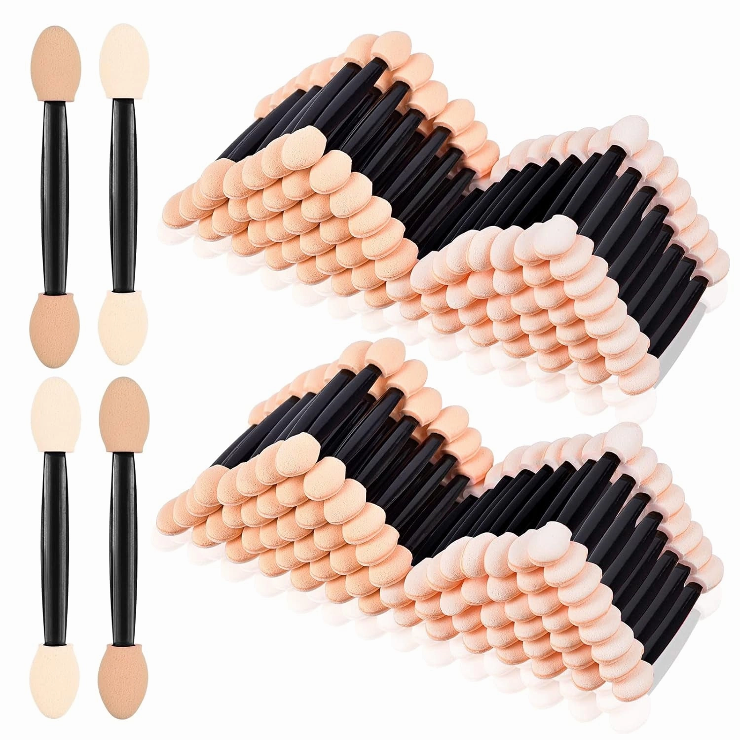Eyeshadow Applicators Double Sided, 50PCS Eyeshadow Brush 2.4 Inch Makeup Applicator Sticks for Women Girls, Black