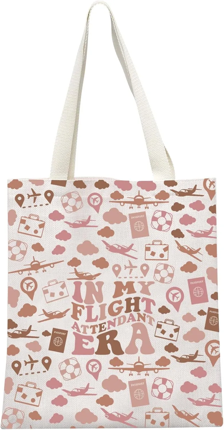 Flight Attendant Gift In My Flight Attendant Era Stewardess Aviation Travel Makeup Bag for Cabin Crew Hostess Aviation Gift (Flight Attendant Era Tote)