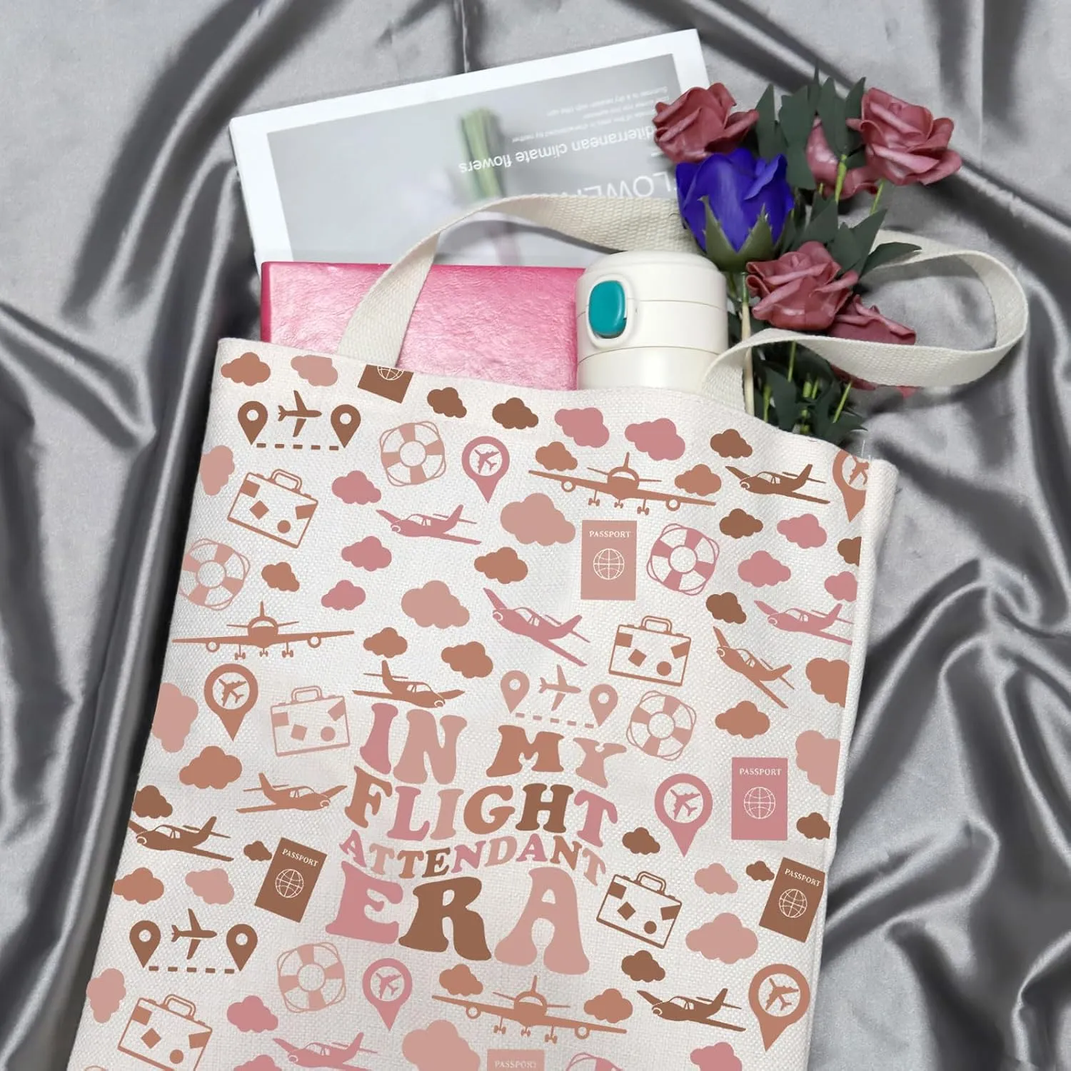 Flight Attendant Gift In My Flight Attendant Era Stewardess Aviation Travel Makeup Bag for Cabin Crew Hostess Aviation Gift (Flight Attendant Era Tote)