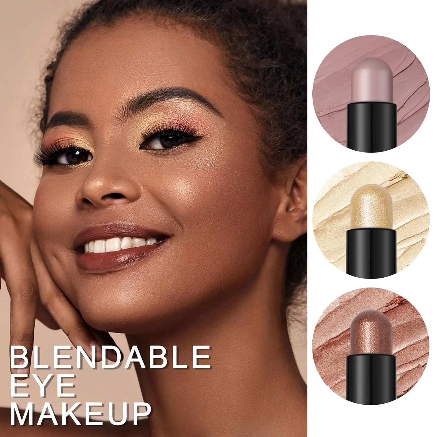 FOCALLURE 3 Pcs Cream Eyeshadow Sticks, Shimmer Eyeshadow Pencil Crayons, High Pigmented Crease-proof Eye Shadow Brightener Sets, Long Lasting Eye Shadow Highlighter (Burning Sky)