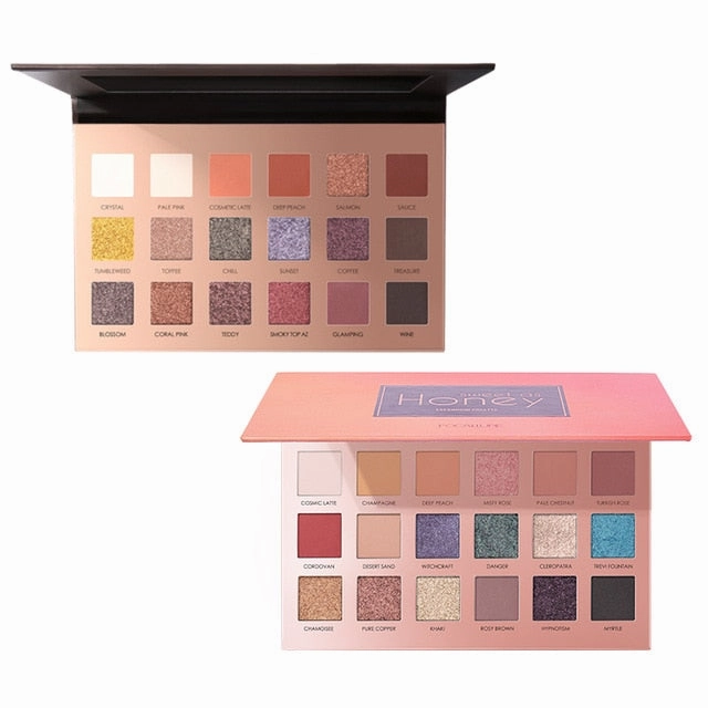 Focallure Glitter Eyeshadow 18 Colors Pigment Eye Shadow Palette Waterproof Easy to Wear Shimmer Make up Sombras Para Ojos Shade