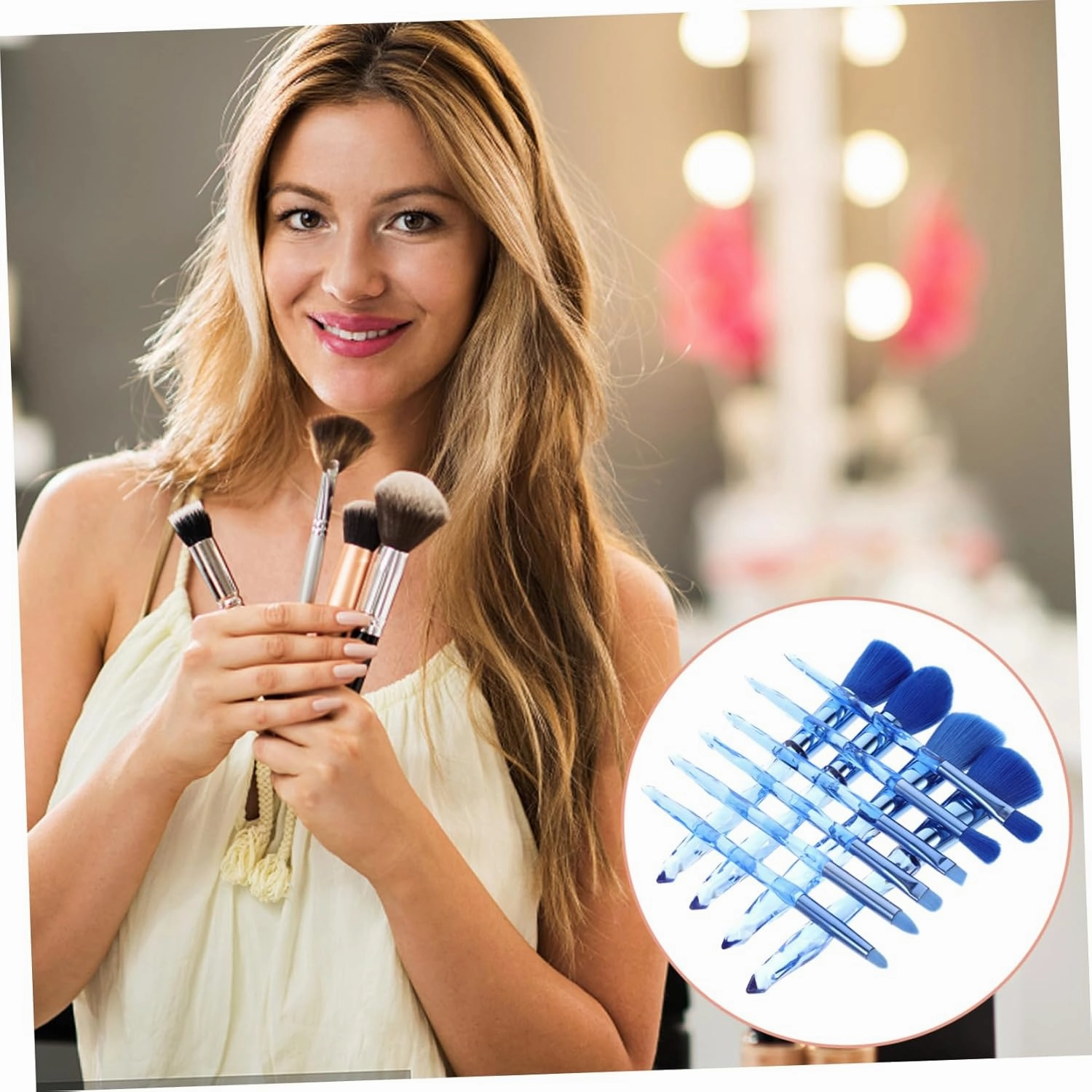 FRCOLOR 3sets 10-piece Makeup Brushes Set Plastic Handle Cosmetics Face Beauty Tools Makeup Brushes Case for Women 10pcs*3