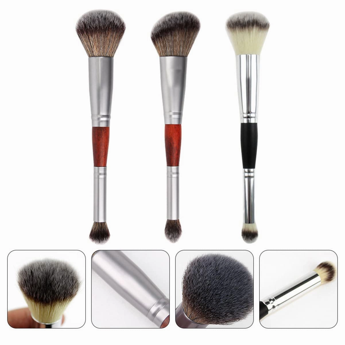 FRCOLOR 9pcs Dual-ended Makeup Brush Professional Eyeshadow Applicator Blush Brush for Salon Home Use Compact Travel Materials Easy to Carry