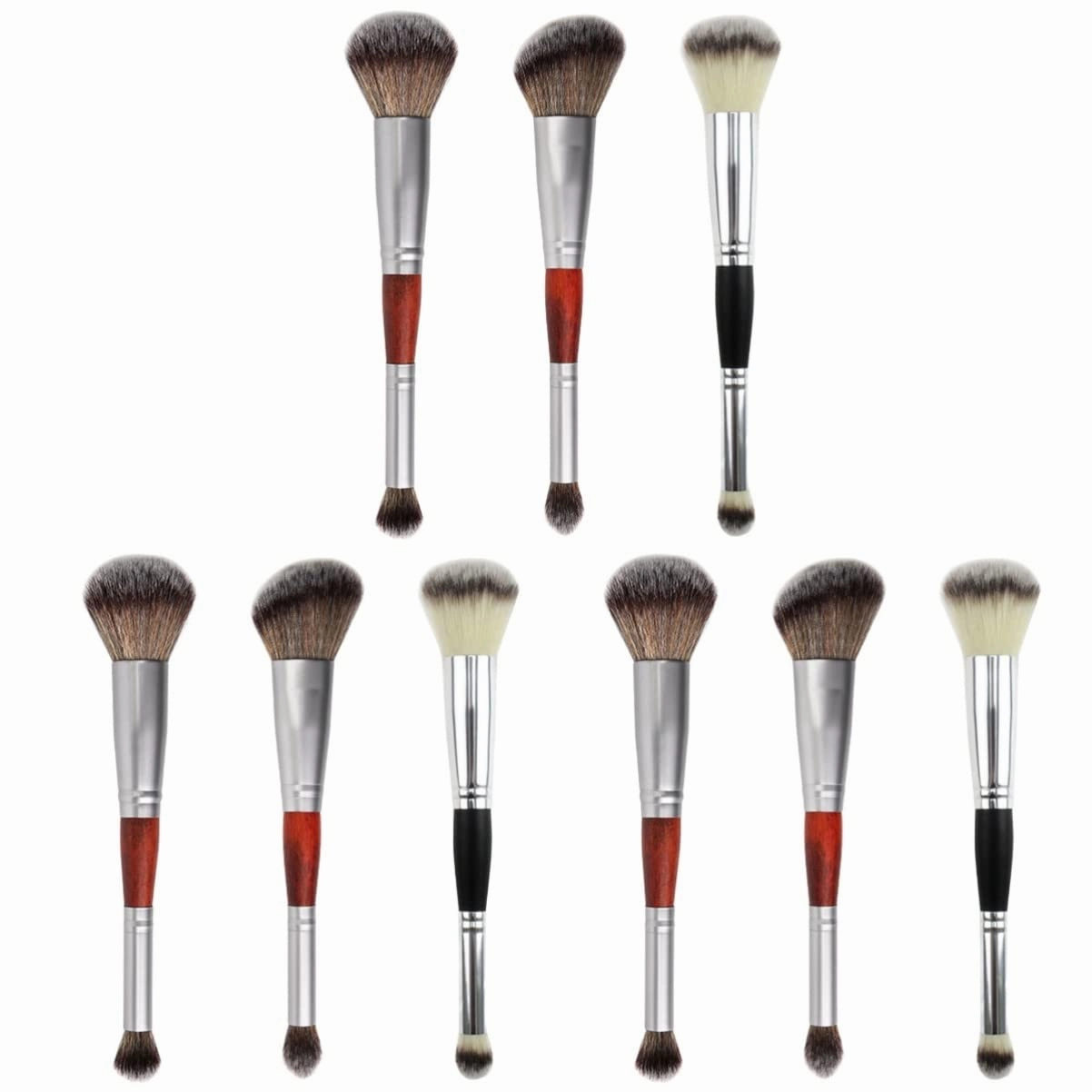 FRCOLOR 9pcs Dual-ended Makeup Brush Professional Eyeshadow Applicator Blush Brush for Salon Home Use Compact Travel Materials Easy to Carry