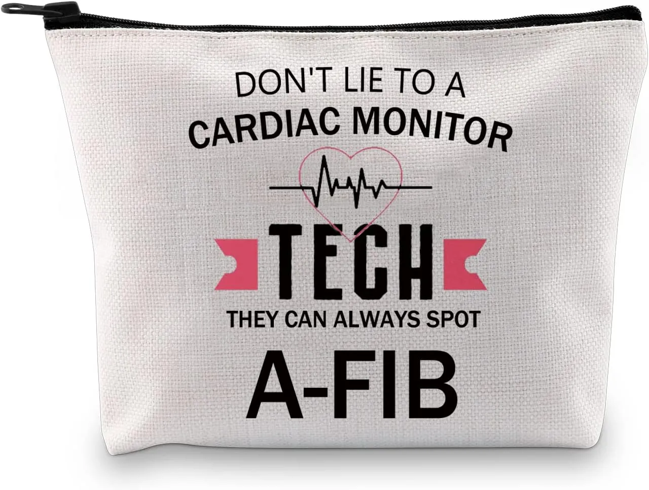 GJTIM Cardiac Monitor Technician Gift Cardiac Doctor Nurse Tech Gift Cardiac Monitor Tech Always Spot A-FIB Makeup Bag for Cardiologist (Spot A-FIB Bag)