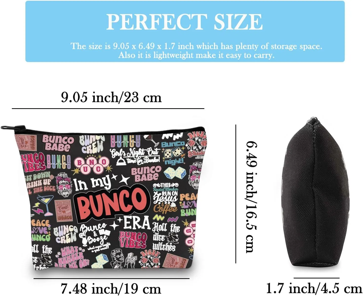 GJTIM Night Out Gift Gambling Lover Gift Game Kit Makeup Bag Dice Game Accessory Bag (BunEra Black)