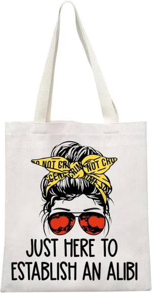 GJTIM True Crime Gift True Crime Junkie Gift Just Here to Establish and Alibi Makeup Bag Gift for Crime Show Fan