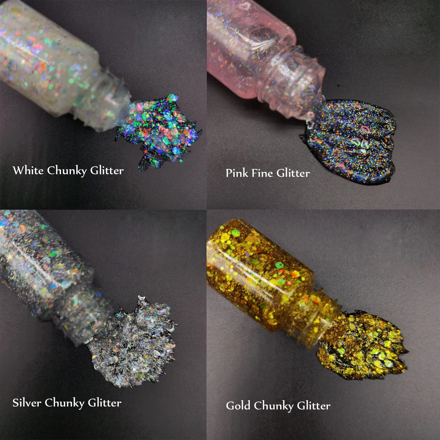 GL-Turelifes Mermaid Sequins Chunky Glitter Liquid Eyeshadow Glitter Body Gel Festival Cosmetic Face Hair Nails Makeup Long Lasting Sparkling 30g (SetA(5 Pcs))