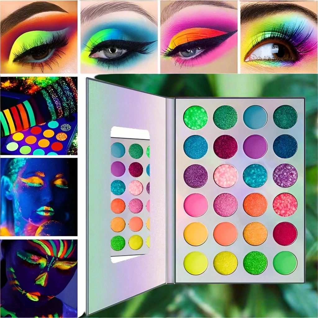 Glow Eyeshadow Palette - 24 Highly Pigmented Shades for Effortless Application & All Skin Types