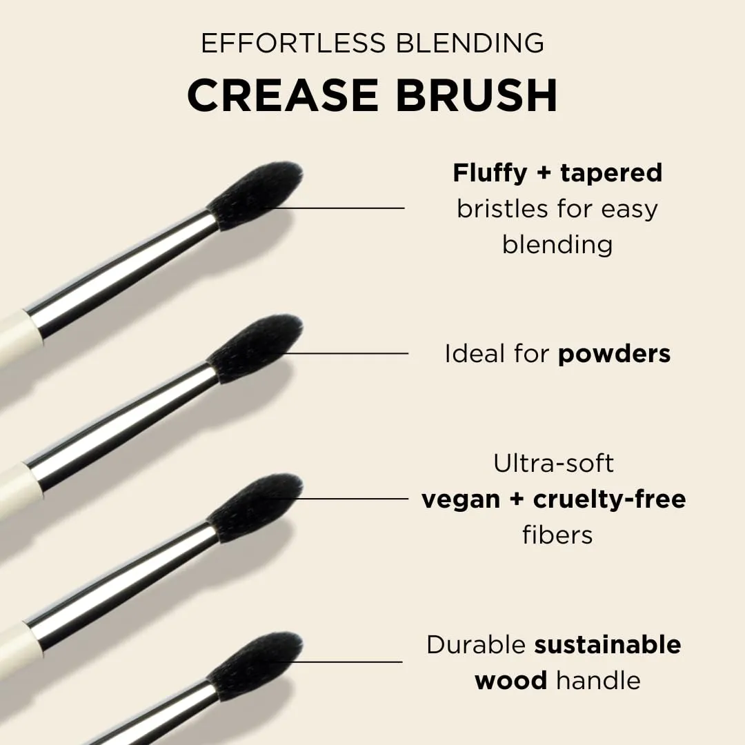 HALEYS Crease Eyeshadow Brush, Medium Fluffy Tapered Brush, Soft, Easy Blending Makeup Tool, Seamless, Multi-tasking Makeup Brush for Cream and Powder, High-end Synthetic Bristles, Vegan   CF