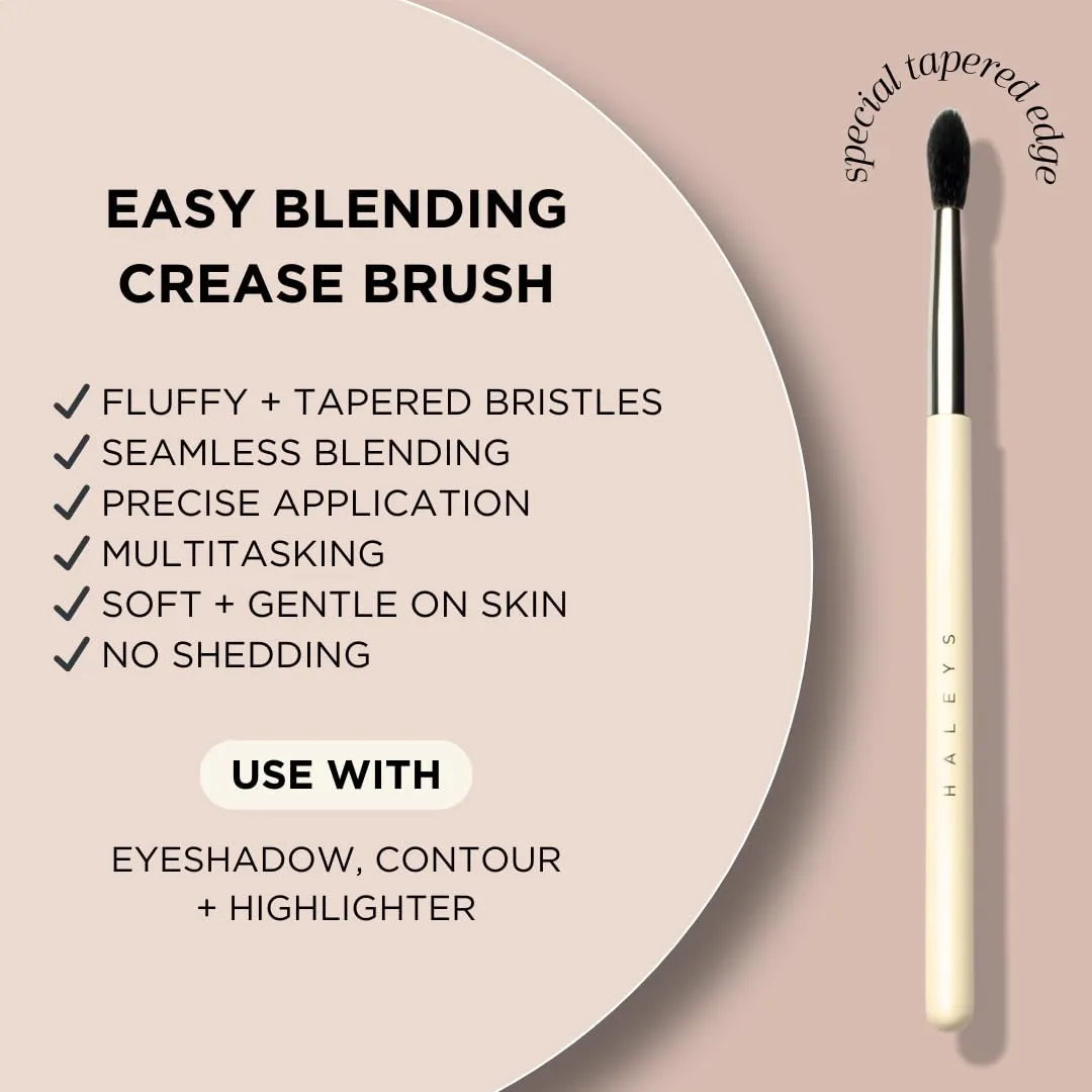 HALEYS Crease Eyeshadow Brush, Medium Fluffy Tapered Brush, Soft, Easy Blending Makeup Tool, Seamless, Multi-tasking Makeup Brush for Cream and Powder, High-end Synthetic Bristles, Vegan   CF