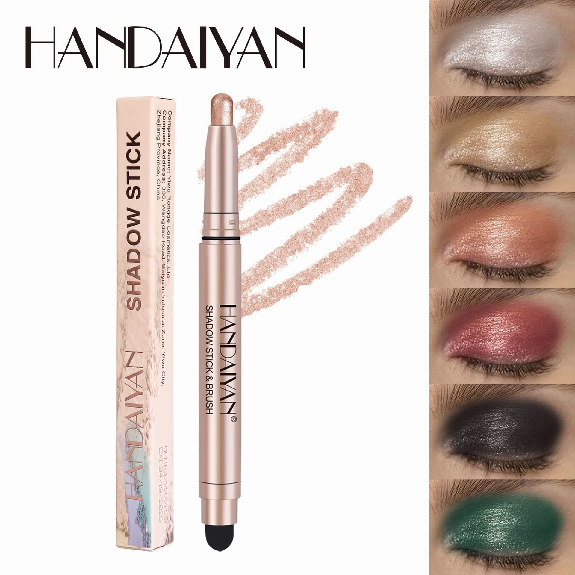 Handaiyan Shimmer Eyeshadow Stick – High-Pigment, Pearlescent & Metallic Finish
