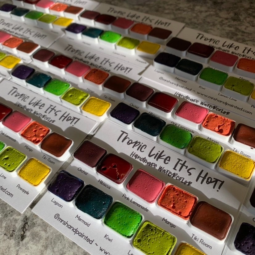Handmade Watercolor Paint Set - TROPICAL COLORS "Tropic Like It's Hot"