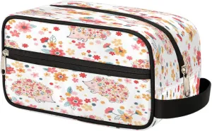Hedgehogs Pattern Travel Toiletry Bag for Women Men Small Cosmetic Makeup Organizer Water Resistant Shaving Bag Portable Make Up Bag Storage Bags with Handle
