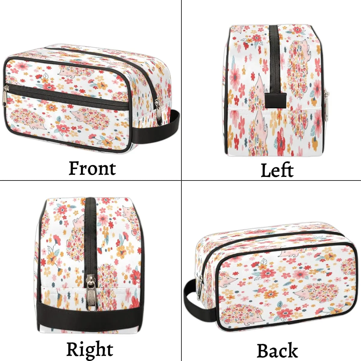 Hedgehogs Pattern Travel Toiletry Bag for Women Men Small Cosmetic Makeup Organizer Water Resistant Shaving Bag Portable Make Up Bag Storage Bags with Handle